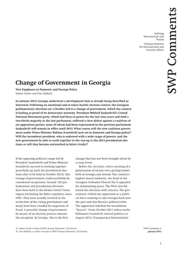 Change of Government in Georgia. New Emphases in Domestic And