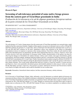 Screening of Salt-Tolerance Potential of Some Native Forage Grasses From