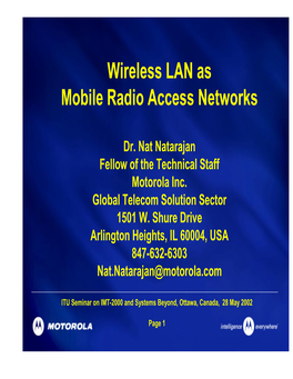 Wireless LAN As Mobile Radio Access Networks