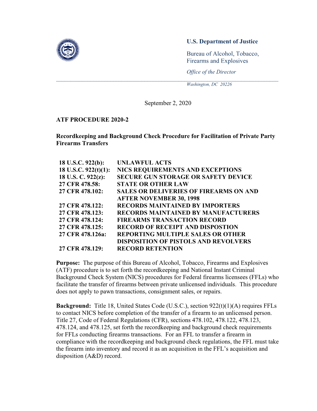 Atf Procedure 2020-2