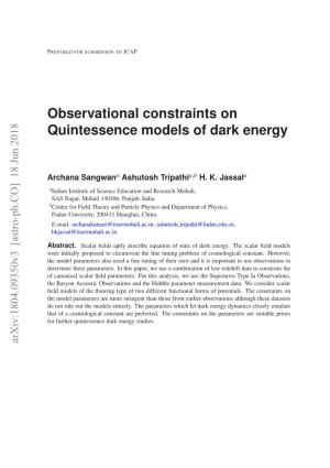 Observational Constraints on Quintessence Models of Dark Energy