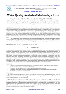Water Quality Analysis of Markandeya River