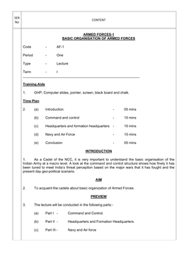 Ss 1.1 Basic Org of Armed Forces and Army