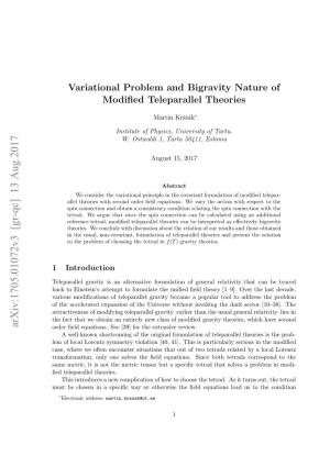 Variational Problem and Bigravity Nature of Modified Teleparallel Theories