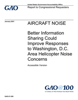 GAO-21-200, Accessible Version, AIRCRAFT NOISE