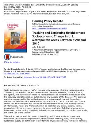 Housing Policy Debate Tracking and Explaining Neighborhood