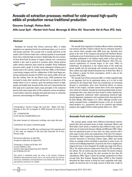 Avocado Oil Extraction Processes