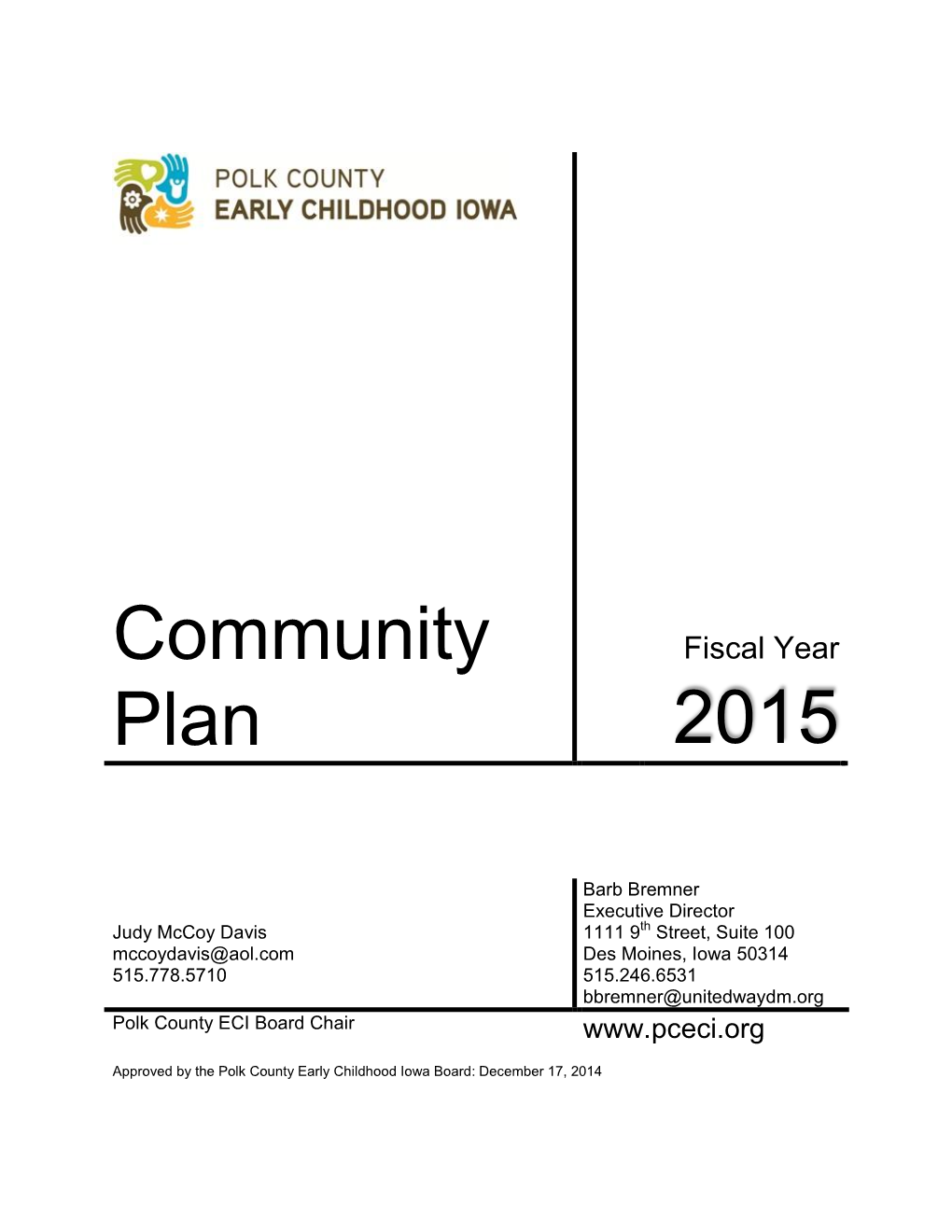 Community Plan 2015 Will Be Shared with All Polk County Legislators