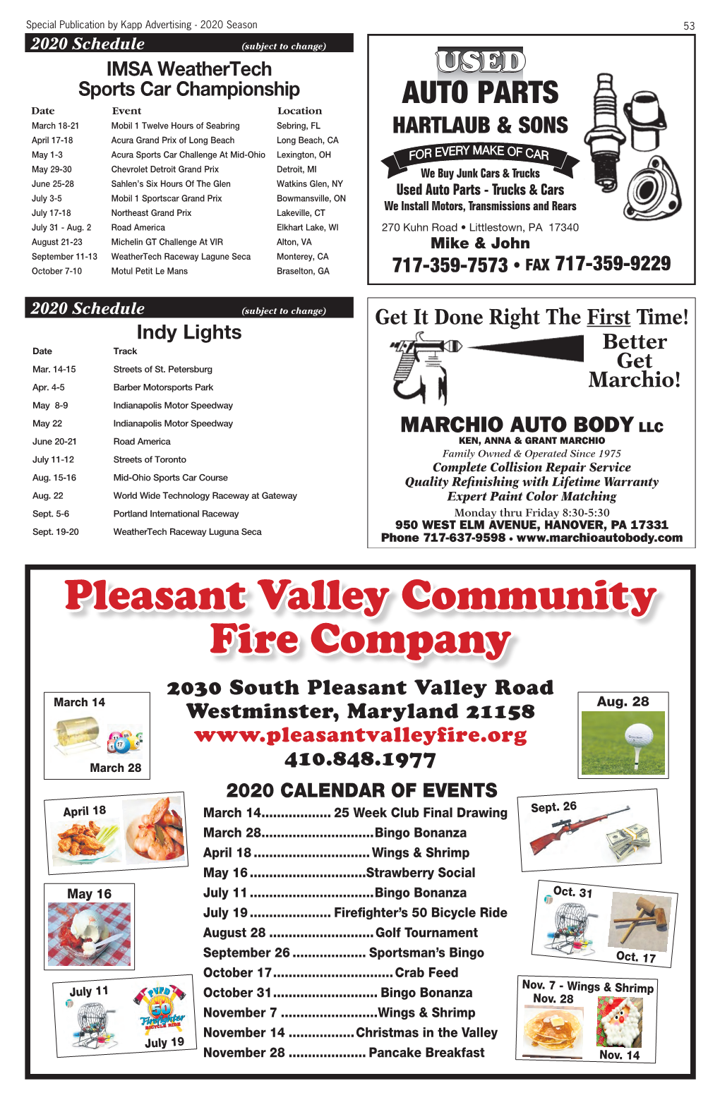 Pleasant Valley Community Fire Company 2030 South Pleasant Valley Road March 14 Westminster, Maryland 21158 Aug