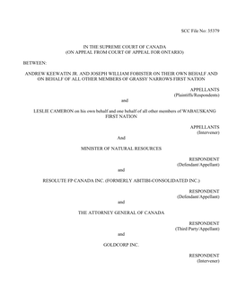 35379 in the Supreme Court of Canada (On Appeal from Court of Appeal for Ontario)