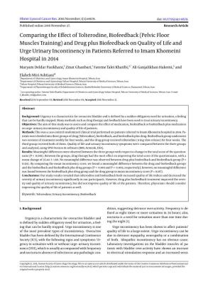(Pelvic Floor Muscles Training) and Drug Plus Biofeedback on Quality