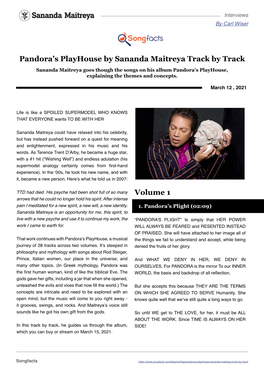Pandora's Playhouse by Sananda Maitreya Track by Track Volume 1