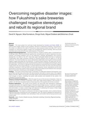 Overcoming Negative Disaster Images: How Fukushima's Sake