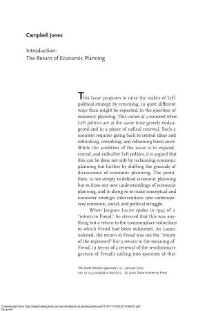 The Return of Economic Planning