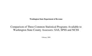Comparison of Three Common Statistical Programs Available to Washington State County Assessors: SAS, SPSS and NCSS