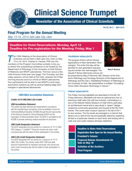 Clinical Science Trumpet Newsletter of the Association of Clinical Scientists