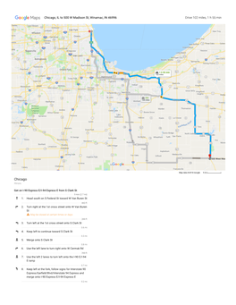 Chicago, IL to 500 W Madison St, Winamac, in 46996 Drive 102 Miles, 1 H 55 Min