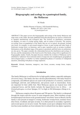 Biogeography and Ecology in a Pantropical Family, the Meliaceae