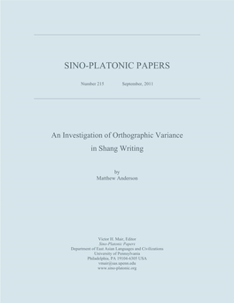 An Investigation of Orthographic Variance in Shang Writing