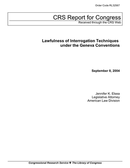 Lawfulness of Interrogation Techniques Under the Geneva Conventions