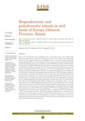 Biogeodiversity and Pedodiversity Islands in Arid Lands of Europe (Almería AUTHORS Province, Spain) Ibáñez J