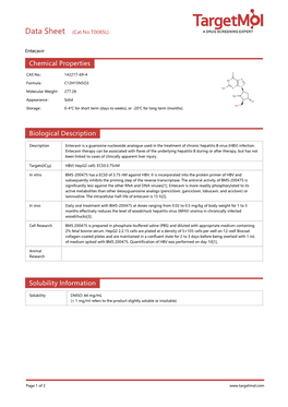 Chemical Properties Biological Description Solubility Information