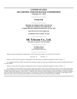 SK Telecom Co., Ltd. (Translation of Registrant’S Name Into English)