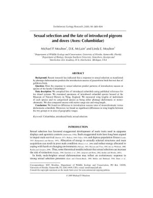 Sexual Selection and the Fate of Introduced Pigeons and Doves (Aves: Columbidae)