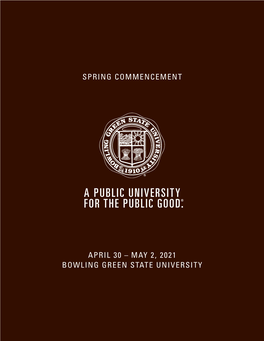 BGSU Program for May 2020 Commencement
