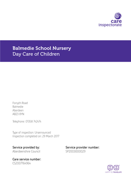 Balmedie School Nursery Day Care of Children