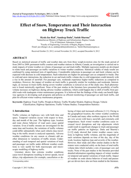 Effect of Snow, Temperature and Their Interaction on Highway Truck Traffic