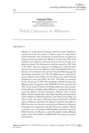 Polish Literature in Albanian