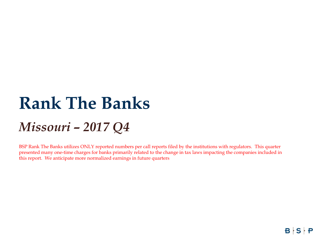 Rank the Banks Missouri – 2017 Q4