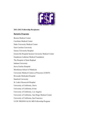2011-2012 Awarded Programs