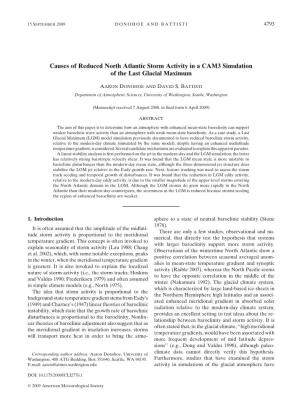 Causes of Reduced North Atlantic Storm Activity in a CCSM3