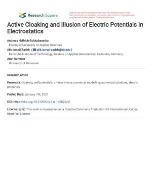 Active Cloaking and Illusion of Electric Potentials in Electrostatics