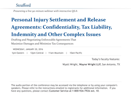 Personal Injury Settlement and Release Agreements