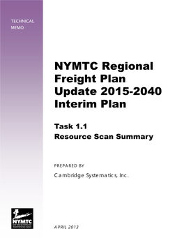 NYMTC Regional Freight Plan Update 2015-2040 Interim Plan