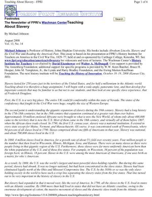 About Slavery - FPRI Page 1 of 6