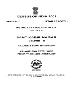 District Census Handbook, Sant Kabir Nagar, Part XII-A & B, Vol-II, Series