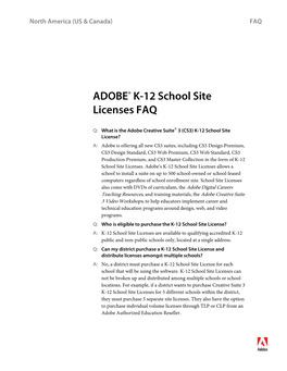 Adobe's K-12 Site Licensing Faqs