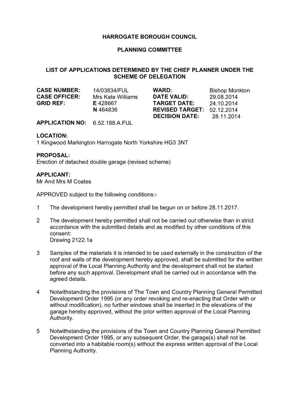 Harrogate Borough Council Planning Committee List Of