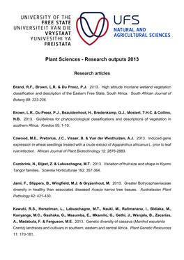 Research Outputs 2013