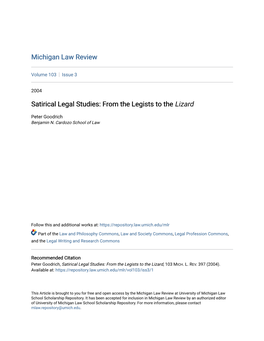 Satirical Legal Studies: from the Legists to the Lizard