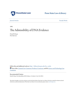 The Admissibility of DNA Evidence David H