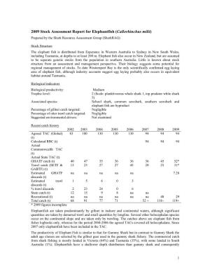 Sharkrag Species Stock Assessment Report 2009