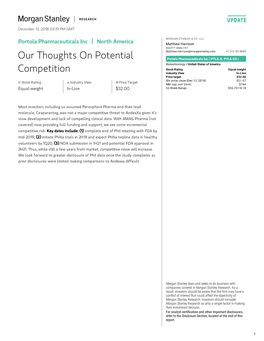 Portola Pharmaceuticals Inc: Our Thoughts on Potential Competition