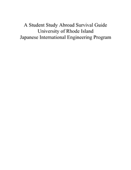 A Student Study Abroad Survival Guide University of Rhode Island Japanese International Engineering Program