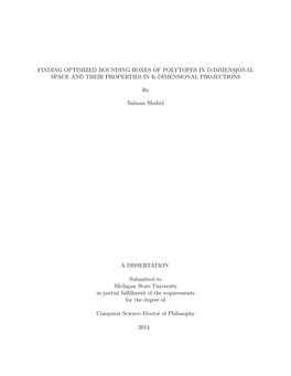 Finding Optimized Bounding Boxes of Polytopes in D-Dimensional Space and Their Properties in K-Dimensional Projections