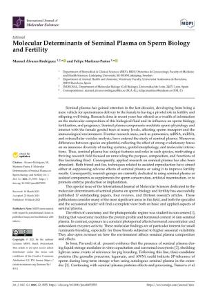 Molecular Determinants of Seminal Plasma on Sperm Biology and Fertility